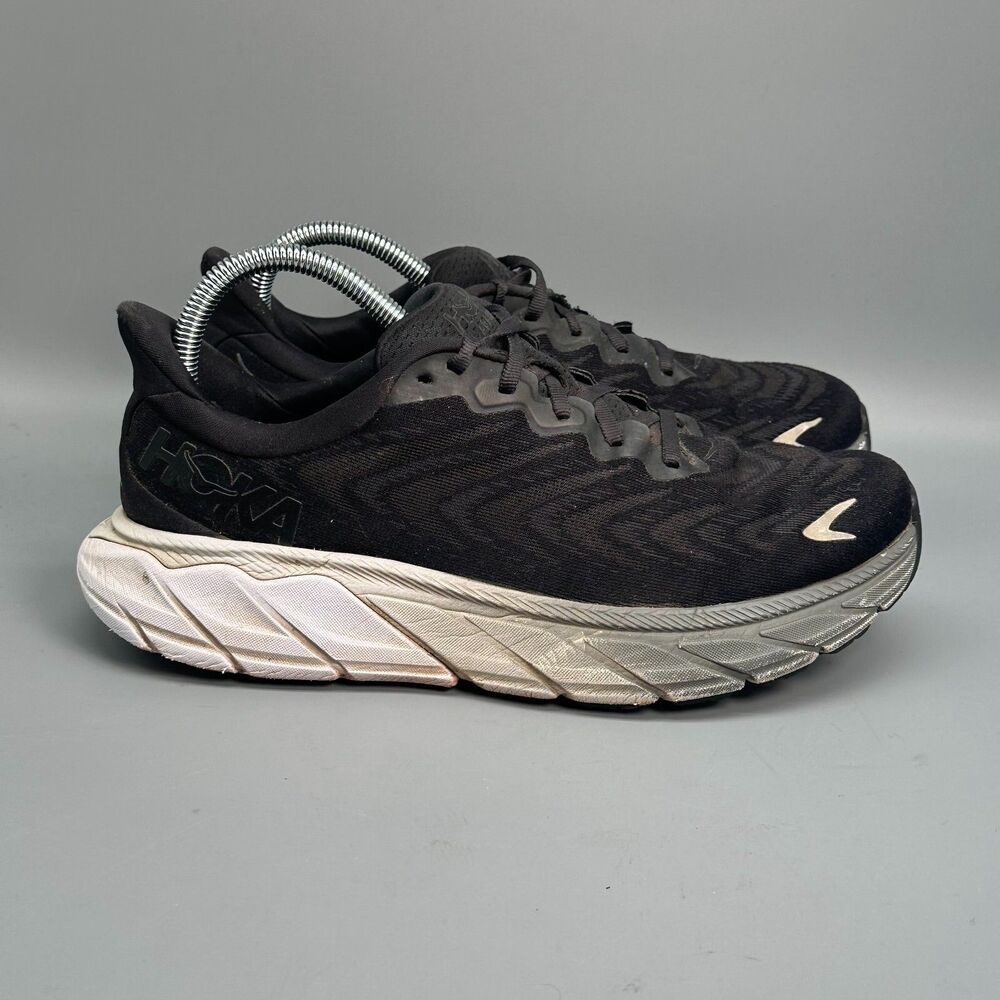 Hoka One One Arahi 6 Women 9 Black White Athletic Shoes Lace-Up Running Sneakers